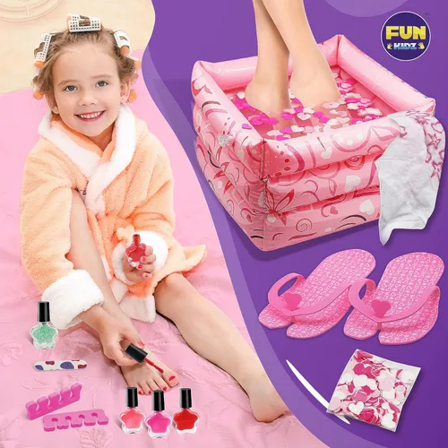 Miniatura 9 de Funkidz - Kit de spa de pies para niñas, kit de pedicura para niñas, tamaño 17.91 pulgadas de ancho x 12.4 pulgadas de largo, incluye inflador