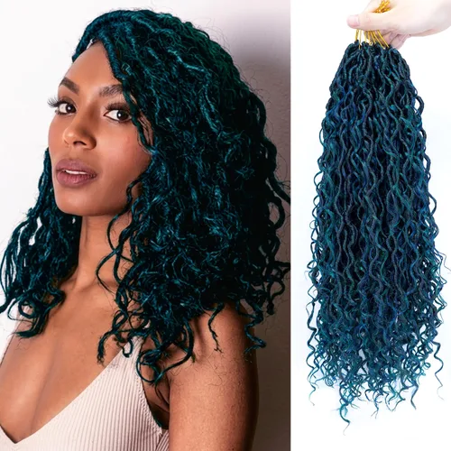Miniatura 36 de 8 Paquetes de Rastas Falsas Bohemias de Ganchillo de 14 Pulgadas, Rastas Suaves de Ganchillo con Extremos Rizados, Pre-enrolladas, Cabello de 1B/27#