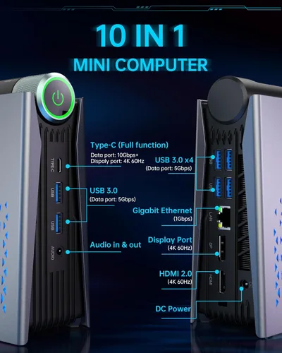 Miniatura 3 de ACEMAGICIAN S3A Luz de Juego Mini PC, Ryzen 7 5875U, 32GB DDR4 1TB SSD Mini Computadoras Luces RGB, Computadora de Escritorio para Oficina WiFi6