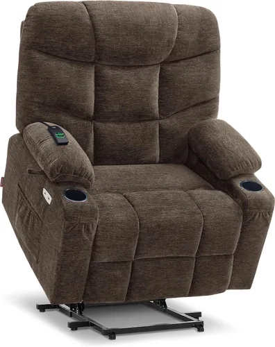 Miniatura 30 de MCombo Silla reclinable Power Lift con reposapiés extendido para personas mayores, tela 7287 (marrón, mediano)