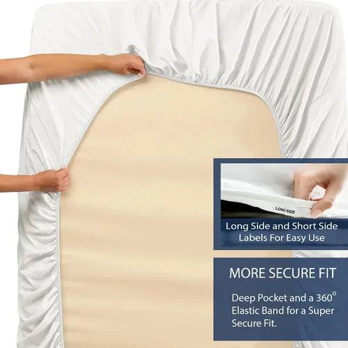 Miniatura 6 de Juego de sábanas 100% tencel de eucalipto Lyocell Tencel, juego individual de 3 piezas, enfriamiento natural, súper suave, sedoso, absorbe la Blanco