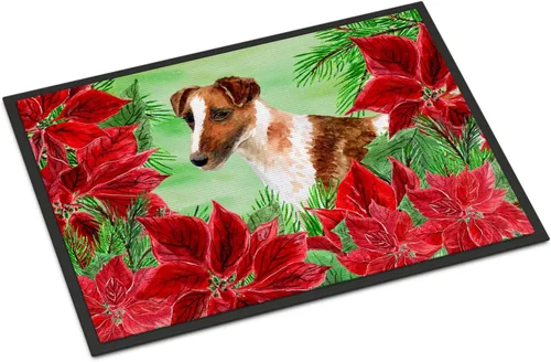 Miniatura 166 de Caroline's Treasures CK1311MAT Cavalier Spaniel Poinsettas - Felpudo de 18 x 27 pulgadas, tapete para puerta delantera, interior y exterior