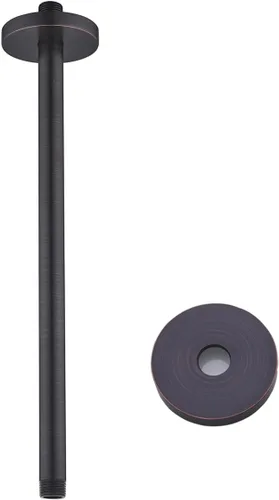 Miniatura 49 de Brazo de ducha montado en el techo de 4 pulgadas, extensión de cabezal de ducha negro mate con escudo único a juego, conexión estándar de 1/2