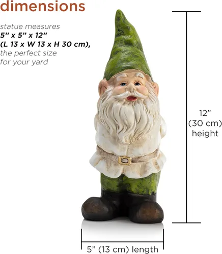 Miniatura 3 de Alpine Corporation Estatua Decorativa de Gnomo de Jardín Tradicional para Exteriores de 12 Pulgadas de Alto para Patio Gnomo de jardín tradicional
