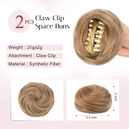 Miniatura 2 de 2 extensiones de moño de pelo sintético para mujer, mini moños naturales con clip, extensiones de cabello para mujer, moño desordenado, para uso