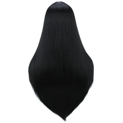 Miniatura 4 de BERON Pelucas negras de cabello largo liso con flequillo, para mujer, a la moda, resistente al calor, sintético, aspecto natural, para fiesta