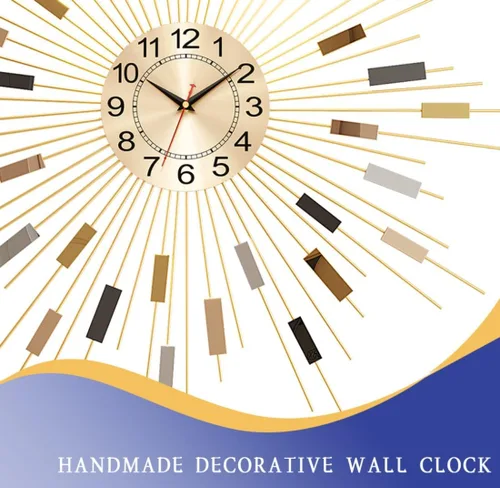 Miniatura 3 de Starburst Reloj de Pared Redondo Decorativo de 24" Silencioso Operado por Batería, Reloj de Pared Decorativo de Metal Moderno de Mediados de Siglo