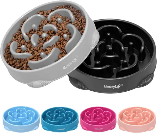 Miniatura 10 de MateeyLife Cuencos de alimentación lenta para perros, 2 unidades, cuencos rompecabezas antiasfixia para comida de perros, alimentación interactiva