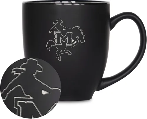 Miniatura 272 de Rico Industries - Taza de cerámica mate negra con grabado láser estándar de 15oz para NCAA (escuelas T & U) - Para bebidas calientes o frías