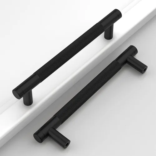 Miniatura 26 de Paquete de 10 tiradores de gabinete de cocina color oro cepillado de 5 pulgadas (128mm), manijas estriadas para cajones, accesorios para armarios