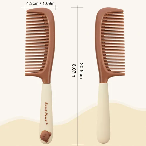 Miniatura 4 de TCOTBE Paquete de 2 peines desenredantes para mujer, mango de peinado bonito, aderezo de dientes finos y peine de corte de pelo para cabello húmedo