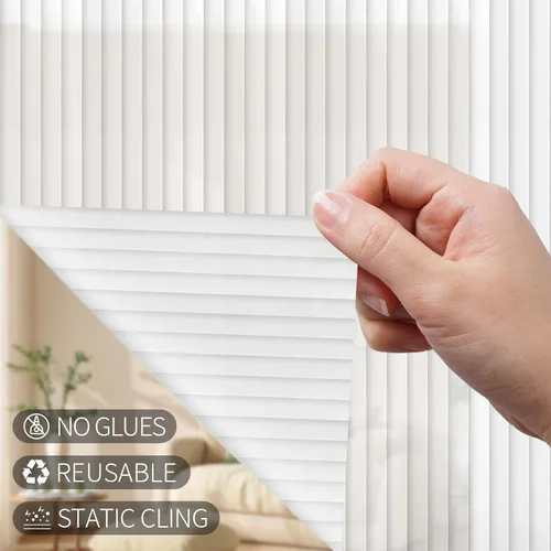 Miniatura 5 de VELIMAX Película de vidrio con junco de 4/5 pulgadas, película de privacidad para ventana de vidrio esmerilado, adhesivo decorativo no adhesivo