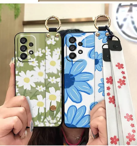 Miniatura 5 de Funda cruzada compatible con Samsung Galaxy A52 5G, con correa para la muñeca, cordón de silicona suave a prueba de golpes, funda protectora