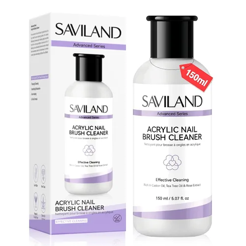 SAVILAND Limpiador de cepillo de uñas acrílica: Líquido de limpieza profunda y acondicionador de 3 minutos, limpiador a base de plantas, restaurador