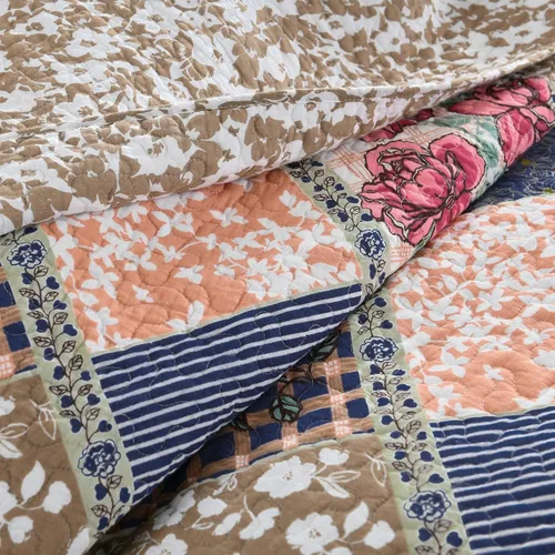 Miniatura 6 de DDUOXIN Colcha floral tamaño King de 120 x 120 pulgadas, 100% algodón, reversible, de gran tamaño, con 2 fundas de almohada, colchas de granja