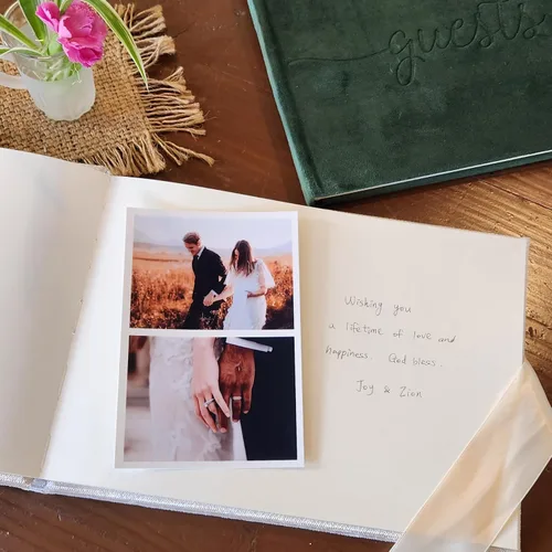 Miniatura 3 de Libro de invitados de terciopelo de lujo (100 páginas, 5.64 oz/m²) – Libro de visitas de registro de registro, recuerdo y libro de fotos Polaroid