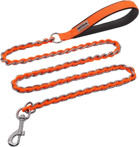 Miniatura 14 de Correa de cadena para perro a prueba de mordidas para perros medianos y grandes, cadena de eslabones antimasticación de 5.2 pies/4 pies, fuerte