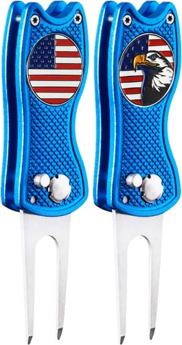 Miniatura 13 de FINGER TEN Herramienta de reparación de golf Divot y marcador de bola, paquete económico, plegable de acero inoxidable magnético con botón