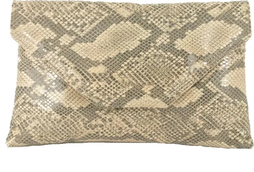 LONI Bolso de embrague de piel de serpiente falsa con estilo grande para mujer