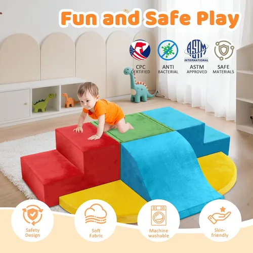Miniatura 2 de JWPEHOE Juguetes de escalada para niños pequeños de 7 piezas para interiores, bloques de escalada de espuma, estructuras de juego suaves, juguetes