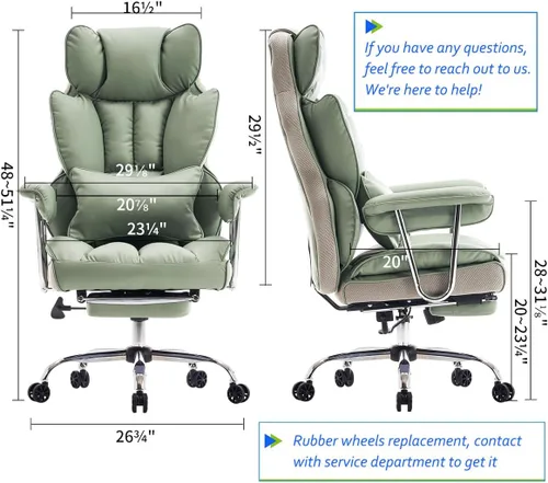Miniatura 2 de Efomao Silla de Oficina Grande y Alta 400lbs - Sillas de Oficina Ejecutivas con Reposapiés, Silla de Computadora de Cuero PU Resistente