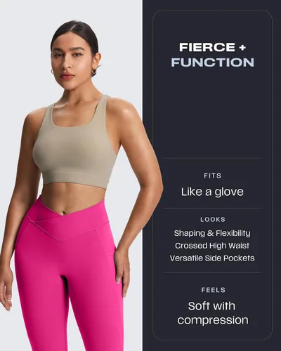 Miniatura 70 de Aoxjox Trinity - Pantalones de yoga de cintura alta con bolsillos para mujer, control de abdomen, cintura cruzada, leggings de entrenamiento suaves