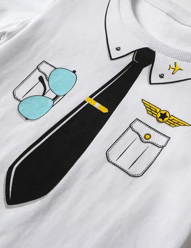 Miniatura 4 de Camiseta de manga corta con estampado de algodón para niños y niños pequeños, camiseta de cuello redondo, 2T-L