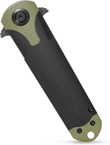 Miniatura 3 de Sitivien ST158 - Cuchillo de bolsillo plegable, chapado en titanio, hoja de acero DC53 lavado a la piedra negra con mango G10, cuchillo