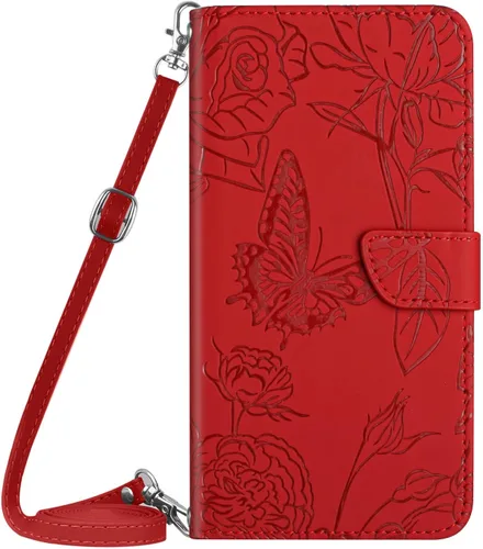 Miniatura 11 de XYX Wallet Case Compatible with Xiaomi 12S Ultra, Emboss Butterfly Flower PU Leather Flip Protective Case with Adjustable Shoulder Strap for Xiaomi