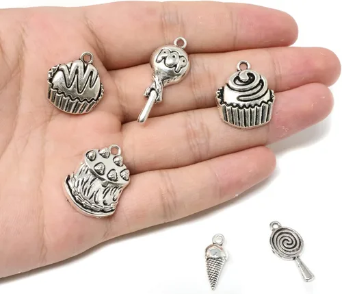 Miniatura 3 de Honbay 70 dijes de aleación para tartas, piruletas, helados, magdalenas, alimentos, colgantes para aretes, pulseras, collares, joyería (7 estilos)