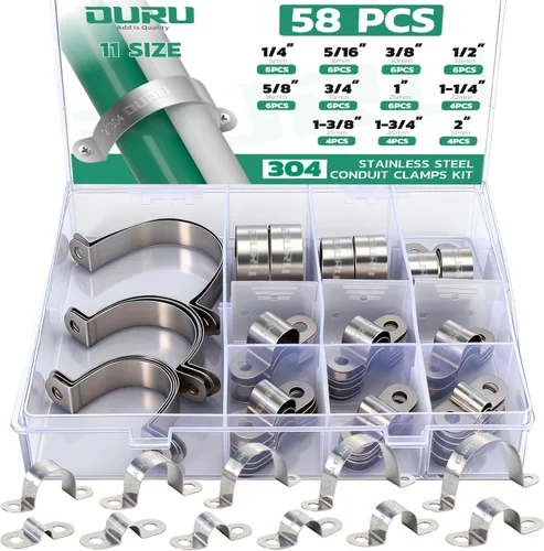 Miniatura 11 de OURU 30 abrazaderas de conducto de 1 pulgada de acero inoxidable 304, abrazadera de tubo de metal rígido en U, correa de tubo de 2 agujeros