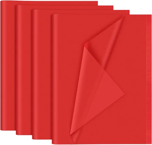 NEBURORA 120 hojas de papel de seda rojo – 14 x 20 pulgadas, papel de regalo de Navidad a granel para bolsas de regalo, embalaje, relleno floral,