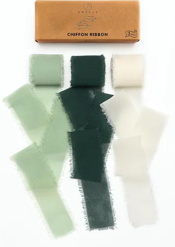Miniatura 16 de Juego de 3 rollos de cinta de gasa de gasa hecha a mano con flecos de 1.5 pulgadas x 7 yardas para decoración de flores, invitaciones de boda