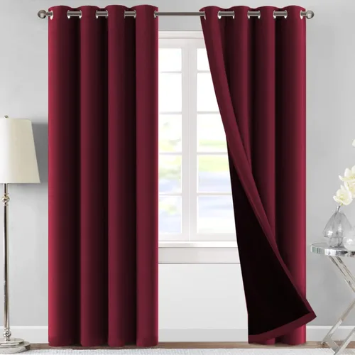 Miniatura 9 de MeilleMaison Paneles de cortina 100 % opacas para ventana de dormitorio, bloqueo de luz completa, de 84 pulgadas de largo, con aislamiento térmico