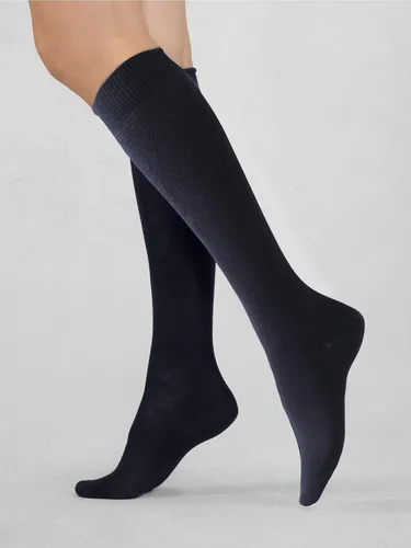 Miniatura 6 de COTTON DAY Calcetines de algodón peinado suave para mujer, largos hasta la pantorrilla, con puntera sin costuras, negro, blanco, gris, azul marino