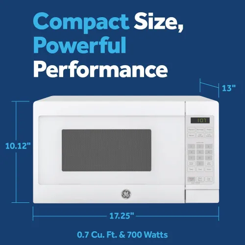 Miniatura 3 de Horno microondas GE para encimera, compacto 0.7 pies cúbicos, capacidad de 700 vatios, 6 ajustes de cocción automática, tecnología de bloqueo