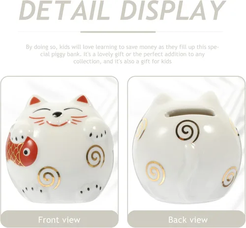 Miniatura 4 de Alcancía de cerámica para gatos, tarro de dinero para gatos, estilo japonés, para niños, para cumpleaños, Navidad, Año Nuevo, decoración del hogar