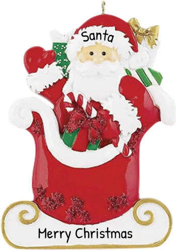 Miniatura 13 de Adorno personalizado para árbol de Navidad 2024 – Adorno de Navidad de la segunda Navidad de Papá Noel 2024 esperando para árbol de Navidad, adorno