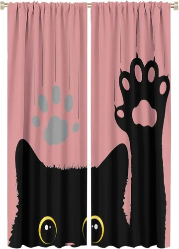 Miniatura 12 de Cortinas opacas de gato abstracto, arte simple, universo planeta, dibujos animados, lindo, divertido, colorido, gato, azul, niños, niñas, niños