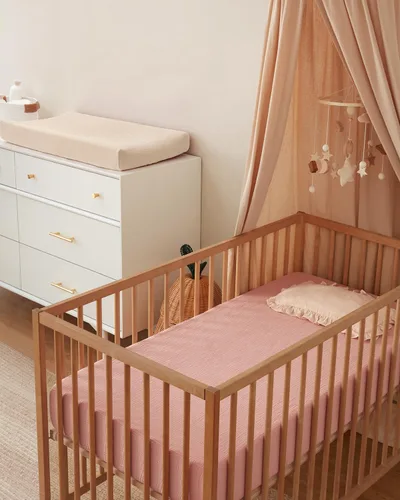 Miniatura 123 de Blissful Diary Sábanas de muselina para cuna para niñas, sábana de bebé de algodón suave bohemio para colchón de cuna estándar de 52 x 28 pulgadas