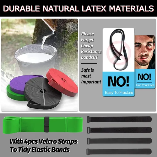 Miniatura 2 de DASKING Bandas de resistencia de látex natural, bandas elásticas de fitness para estiramiento corporal, banda de asistencia para dominadas