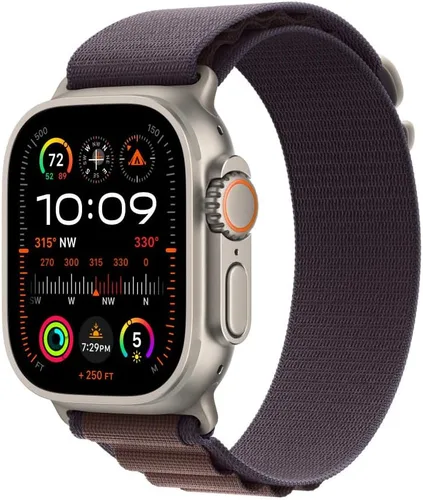 Miniatura 2 de Correa para Apple Watch - Alpine Loop (49mm) - Indigo con acabado de titanio resistente - Tamaño pequeño