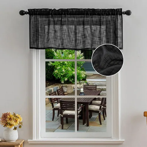 Miniatura 12 de Beda Home - Paneles de cortina texturizados de lino para cocina, sala de estar; paneles cortos rústicos filtrantes de luz para ventanas pequeñas