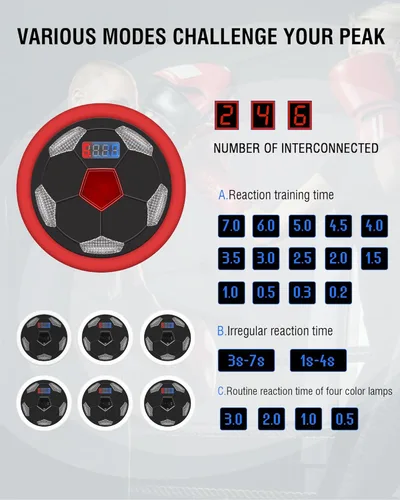 Miniatura 6 de Luces de entrenamiento de agilidad de velocidad, juegos de luces de reacción 4+1 para fútbol, boxeo, fitness, equipo de entrenamiento deportivo