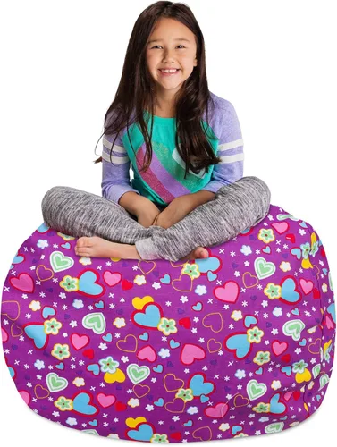 Miniatura 69 de Posh Stuffable - Sillón puff con almacenamiento para niños, contenedor de animales de peluche, organizador de juguetes de niños Lona rayas verde