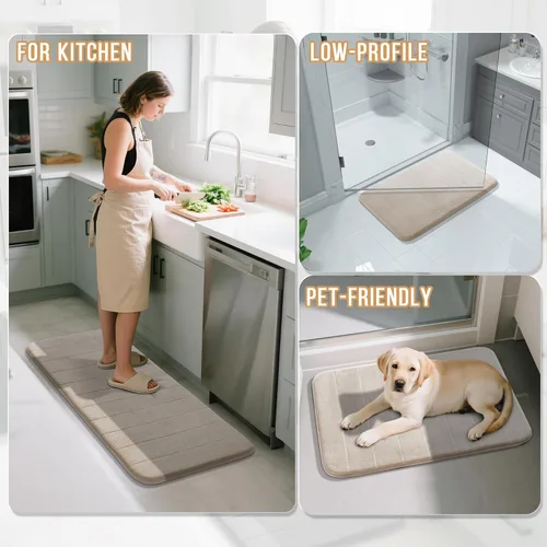 Miniatura 6 de Yimobra Tapete de baño de espuma viscoelástica, súper suave, absorbente, antideslizante, de secado rápido, lavable a máquina, tapete para bañera