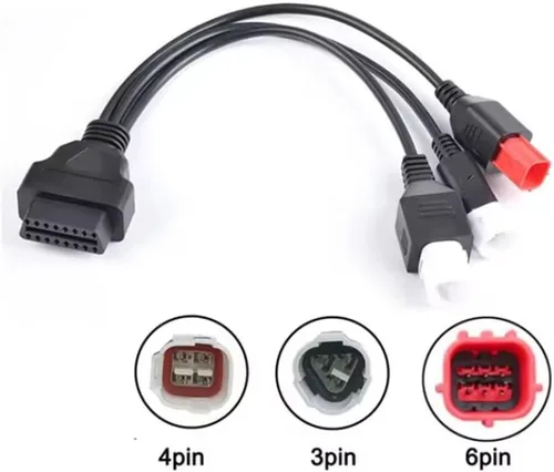 Miniatura 3 de 3pin 4pin 6pin a 16pin cable conector 3 en 1 OBD2 adaptador de diagnóstico línea de conversión apto para Yamaha Honda Euro5 motocicleta