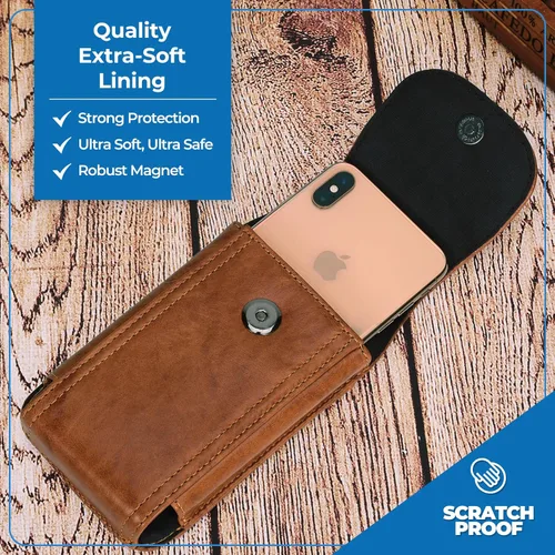 Miniatura 4 de Funda de cuero genuino para teléfono celular para iPhone 16 Pro Max 15 Pro Max 14 Pro Max 13 Pro Max Samsung Galaxy A15 S25 Edge S24+ S23+ Funda