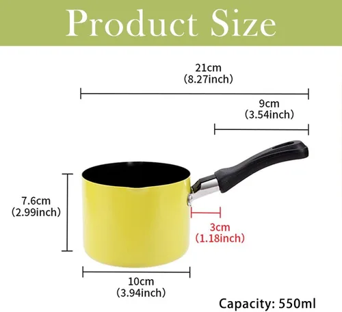 Miniatura 2 de Mini cacerola, calentador de mantequilla antiadherente verde de 0.5 cuartos de galón con asa, 2 boquillas de vertido, olla de leche múltiple olla