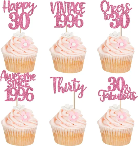 Miniatura 62 de Rsstarxi Paquete de 24 adornos para cupcakes vintage 2019 con purpurina negra para 5º cumpleaños, saludos a 5, cinco, 5, 5 fabulosos para cupcakes